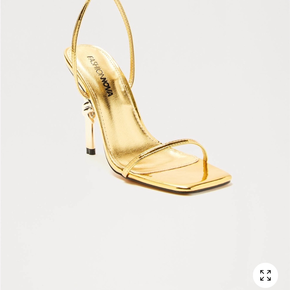 Fashion Nova Gold Strappy Heels - Picture 4 of 8